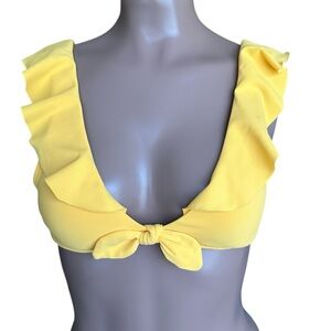 Robin Piccone Ava Ruffle Tie Front Bikini Swim Top Adjustable